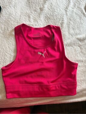 Puma Bright Pink High-Neck Sports Crop Top